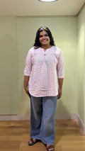 3/4 Stripes Short Top (Pink Color)