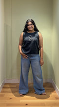 Cut Sleeve Short Top (Black Color)