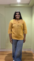 Ethnic Peeled Short Top (Mustard Color)