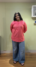 Ethnic Peeled Short Top (Coral Color)