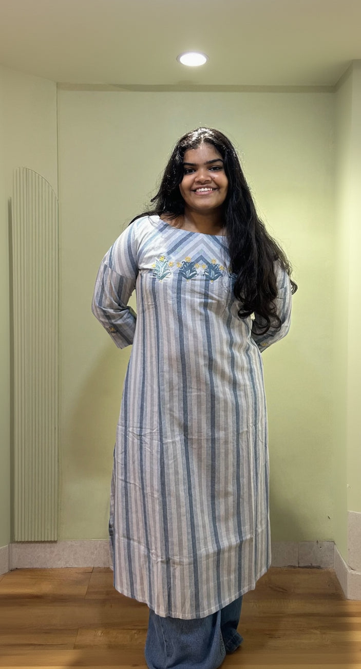 Grey Stripes Kurti