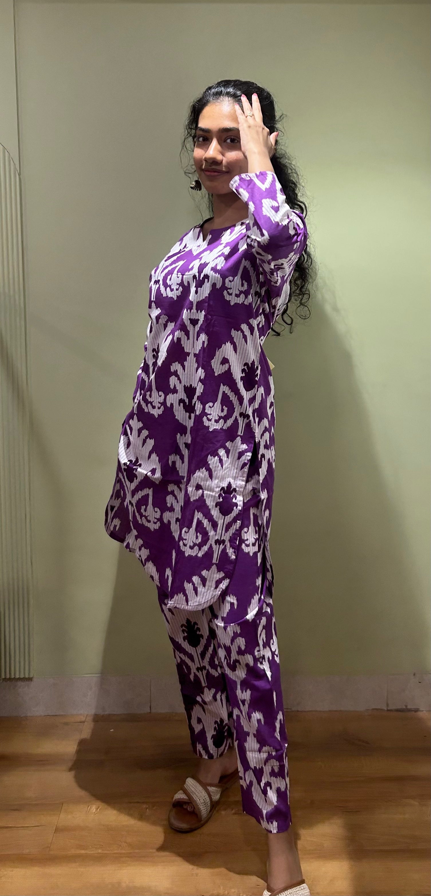 Cotton Printed Co-ord Sets (Purple Color)
