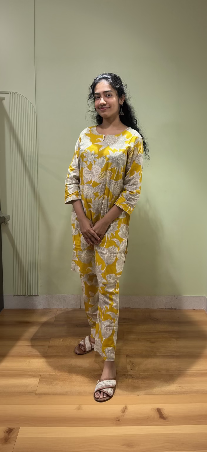 Cotton Printed Co-ord Sets (Mustard Color)