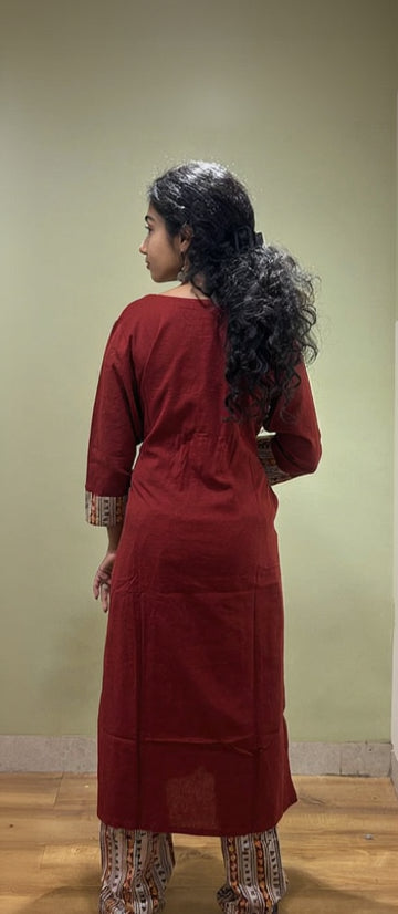 Kalamkari Dupatta Set (Maroon Color)