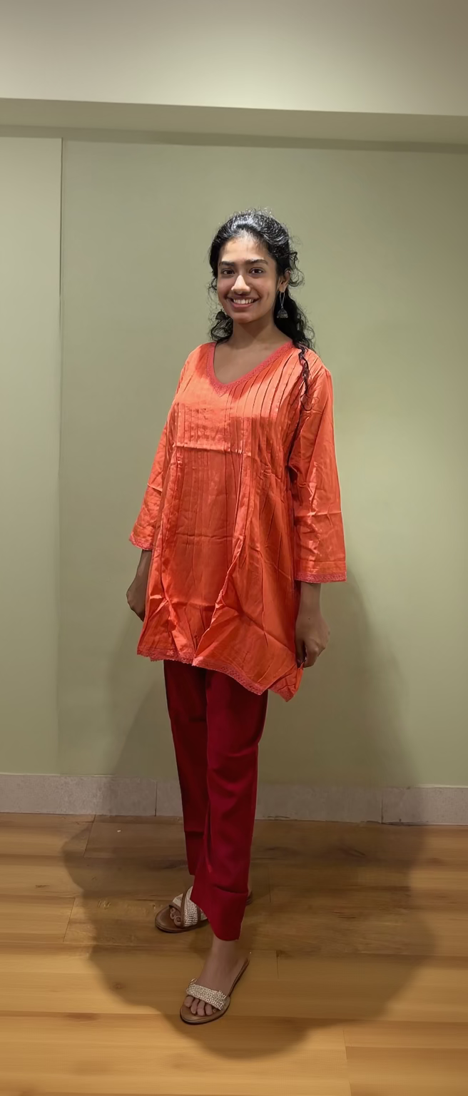 Pintex Flair Short Top (Orange Color)