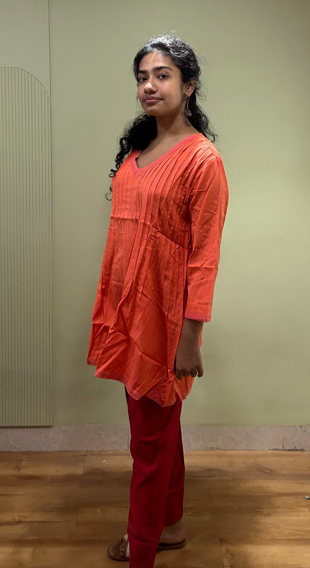 Pintex Flair Short Top (Orange Color)