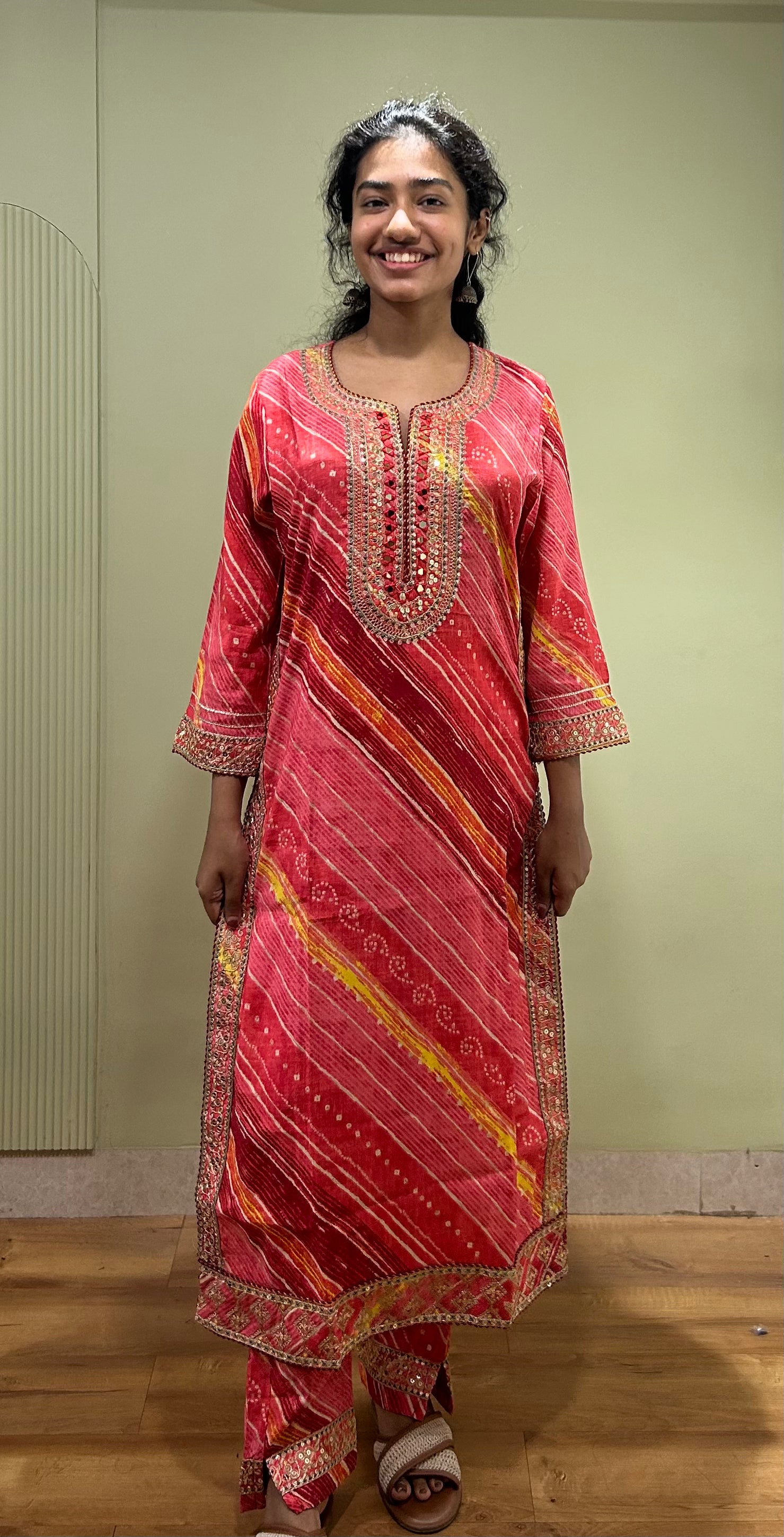Muslin Silk Dupatta Set (Red Color)